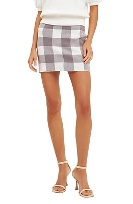 English Factory Gingham Knit Miniskirt Grey Multi at Nordstrom,