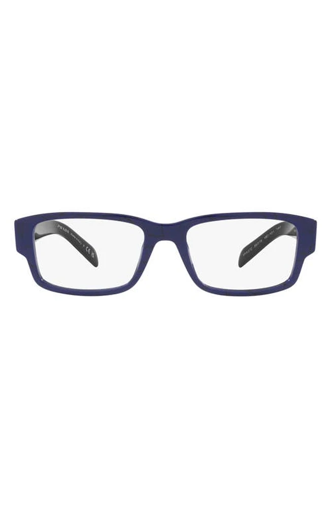 Prada 55mm Rectangular Optical Glasses in Baltic Marble at Nordstrom