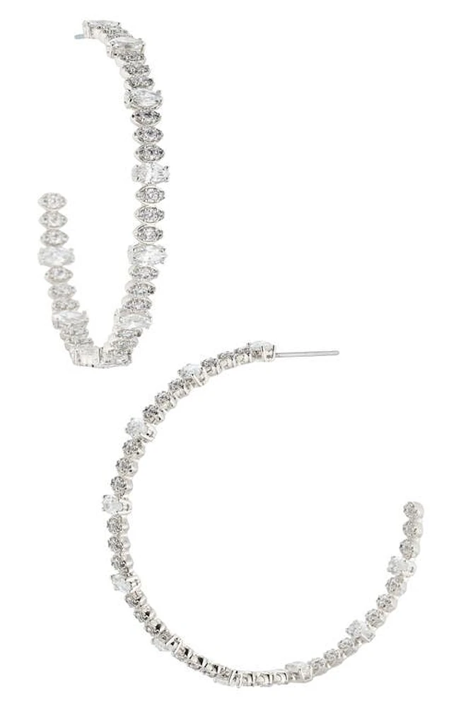 Nadri Large Marquise Cubic Zirconia Hoop Earrings in Rhodium at Nordstrom