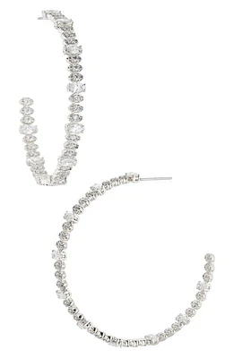 Nadri Large Marquise Cubic Zirconia Hoop Earrings in Rhodium at Nordstrom