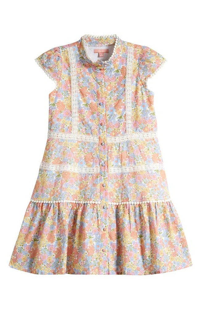 bcbg Kids' Lace Trim Dress Multi Floral at Nordstrom,