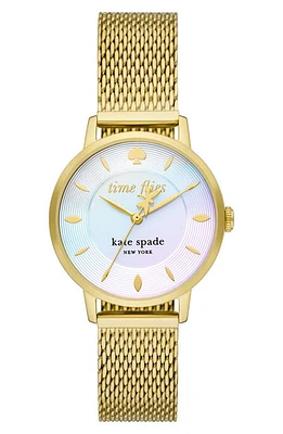 Kate Spade New York metro dragonfly mesh bracelet watch, 34mm in Gold at Nordstrom