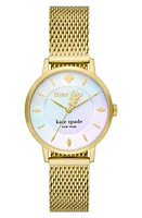 Kate Spade New York metro dragonfly mesh bracelet watch, 34mm in Gold at Nordstrom