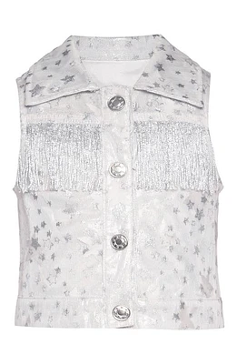 Truly Me Kids' Star Vest with Fringe White Multi at Nordstrom,