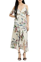 AllSaints Orion Sanibel Floral Cold Shoulder High-Low Dress Taupe Grey at Nordstrom, Us