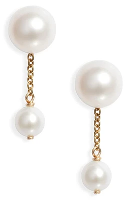 Poppy Finch Duo Cultured Pearl Drop Earrings in 14K Yellow Gold at Nordstrom