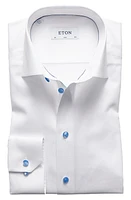 Eton Slim Fit Cotton Twill Dress Shirt with Grey Details White/ at Nordstrom