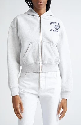 Sporty & Rich Crest Cotton Graphic Zip-Up Hoodie Heather Gray at Nordstrom,