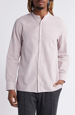 Officine Générale Gaston Rustic Stripe Button-Up Shirt Ecru/Sunset Berry at Nordstrom,