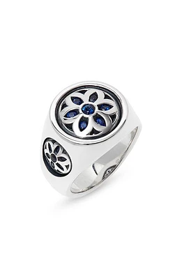 Good Art Hlywd Men's Small Club Sapphire Flower Signet Ring Silver at Nordstrom,