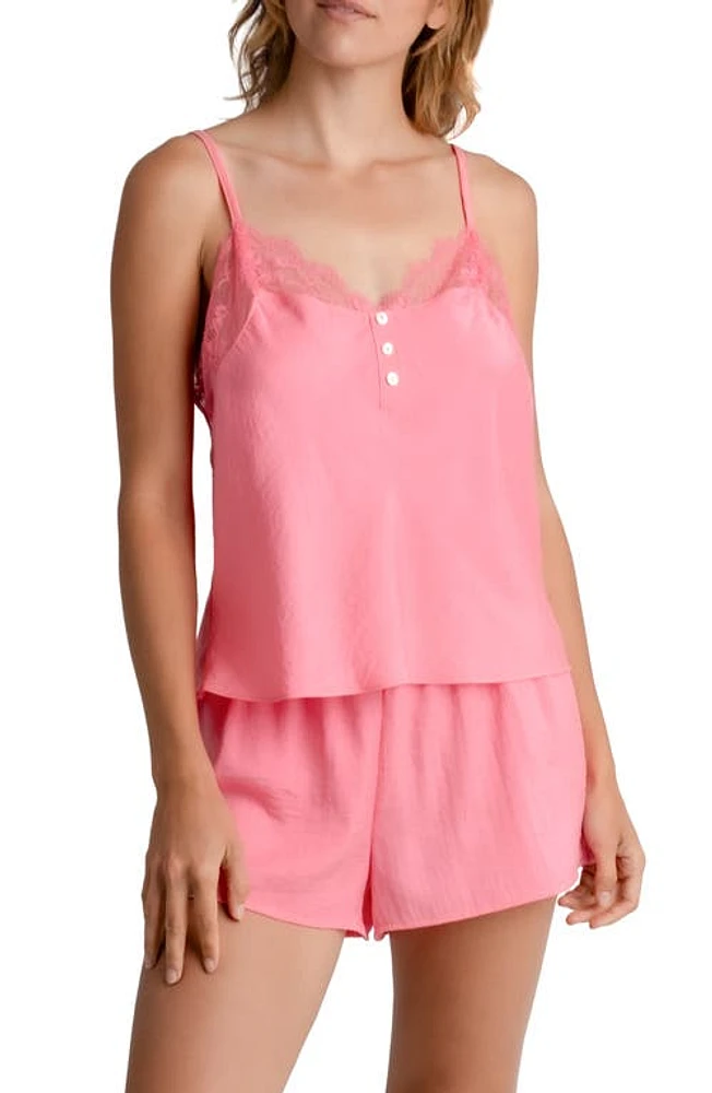 Midnight Bakery Elsie Lace Trim Hammered Satin Short Pajamas at Nordstrom,