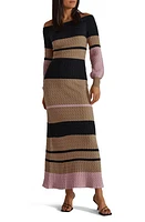 Favorite Daughter Off the Shoulder Cable Knit Sweater Dress Multi Sand Stripe at Nordstrom,