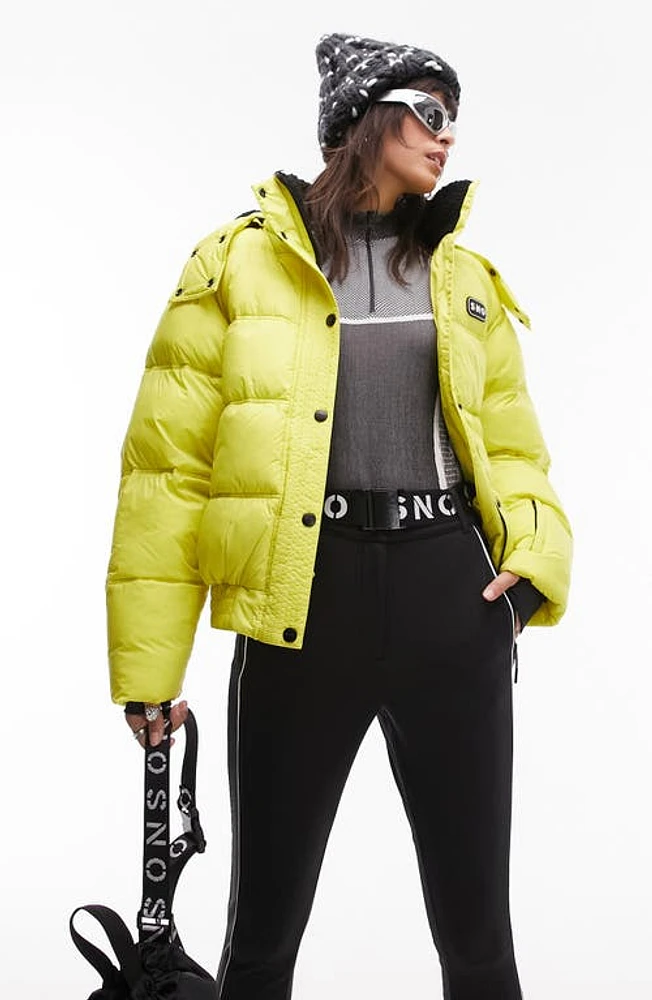 Topshop Hooded Puffer Jacket Dark Yellow at Nordstrom, Us