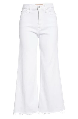 7 For All Mankind Raw Hem Ultra High Waist Crop Flare Jeans Soleil (White) at Nordstrom,