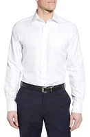 David Donahue Luxury Non-Iron Trim Fit Solid Dress Shirt White at Nordstrom,