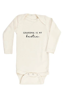 Tenth & Pine Grandma Is My Bestie Long Sleeve Organic Cotton Bodysuit in Natural at Nordstrom, Size 12-18M