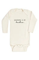 Tenth & Pine Grandma Is My Bestie Long Sleeve Organic Cotton Bodysuit in Natural at Nordstrom, Size 12-18M