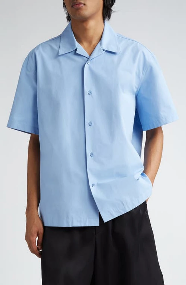 Jil Sander Boxy Fit Short Sleeve Bowling Shirt Blue at Nordstrom, Eu