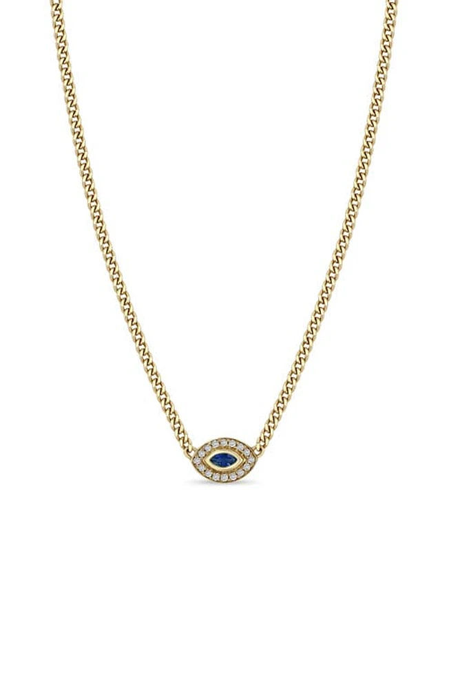 Zoë Chicco Evil Eye Pendant Necklace in Yellow Gold at Nordstrom, Size 16