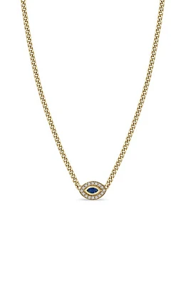 Zoë Chicco Evil Eye Pendant Necklace in Yellow Gold at Nordstrom, Size 16