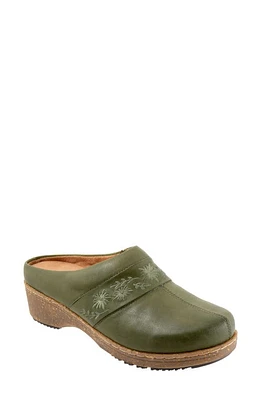 SoftWalk Aurora 3.0 Embroidered Floral Clog Dark Olive at Nordstrom,