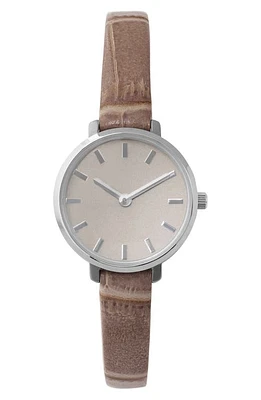 BREDA Beverly Croc Embossed Leather Strap Watch, 25mm in Silver/Taupe at Nordstrom