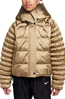 Nike Sportswear Therma-FIT Shine Puffer Jacket Metallic Gold/Black at Nordstrom,