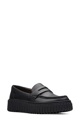 Clarks(r) Torhill Platform Penny Loafer Black Leather at Nordstrom,