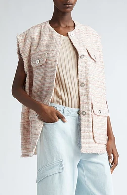 Versace Oversize Tweed Vest Dusty Rose Ivory at Nordstrom, Us