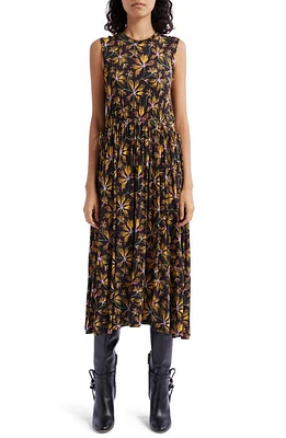 Ulla Johnson Clea Floral Print Sleeveless Midi Dress in Maple at Nordstrom, Size Petite