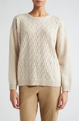 Max Mara Studio Certo Open Cable Stitch Wool & Cashmere Sweater Sand at Nordstrom,