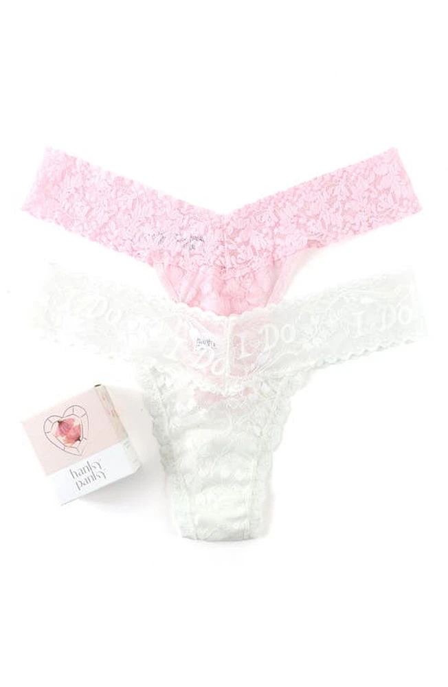 Hanky Panky Assorted 2-Pack I Do Signature Low Rise Thongs in Light Ivory/Bliss at Nordstrom