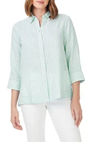 Foxcroft Harley Stripe Linen Button-Up Shirt at Nordstrom,