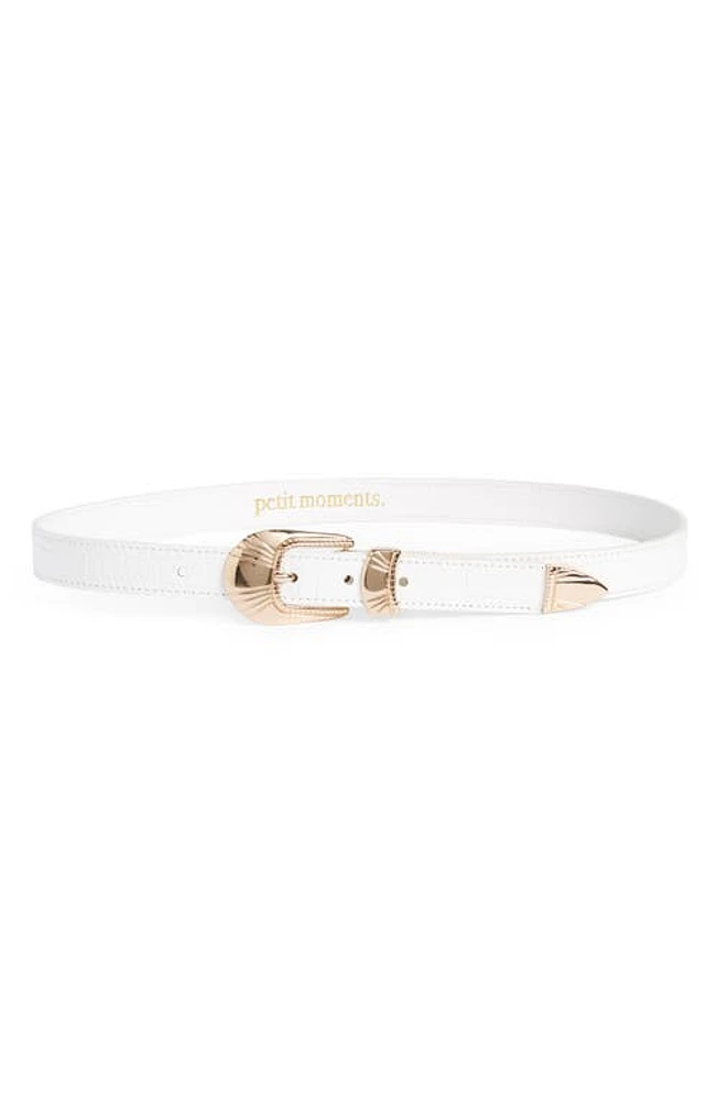 Petit Moments Tulsa Croc Embossed Belt in Ivory Croc at Nordstrom, Size Medium