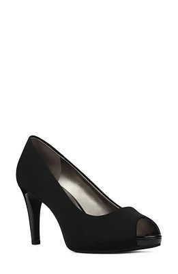 Bandolino Rainaa Peep Toe Pump Black Lycra at Nordstrom,