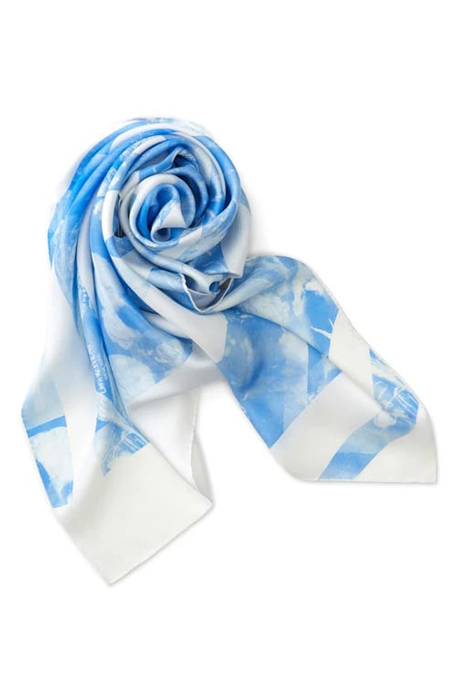 Lafayette 148 New York Folded Flora Square Silk Scarf in Sky Blue Multi at Nordstrom