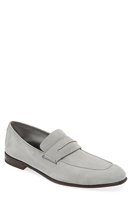 ZEGNA L'asola Suede Penny Loafer Grey at Nordstrom,