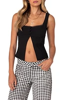 EDIKTED Odette Split Front Tank Black at Nordstrom,