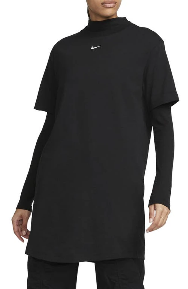 Nike Sportswear Essential T-Shirt Dress Black/White at Nordstrom,