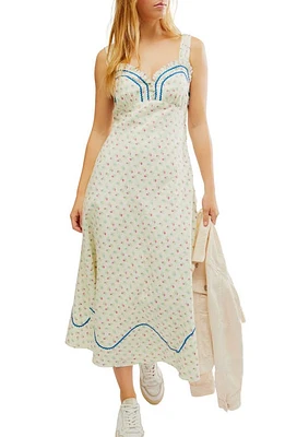 Free People Sweethearts Tie Back Sleeveless Maxi Dress Ivory Combo at Nordstrom,