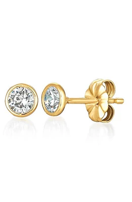 Crislu Cubic Zirconia Bezel Stud Earrings in 18Kt Yellow Gold at Nordstrom