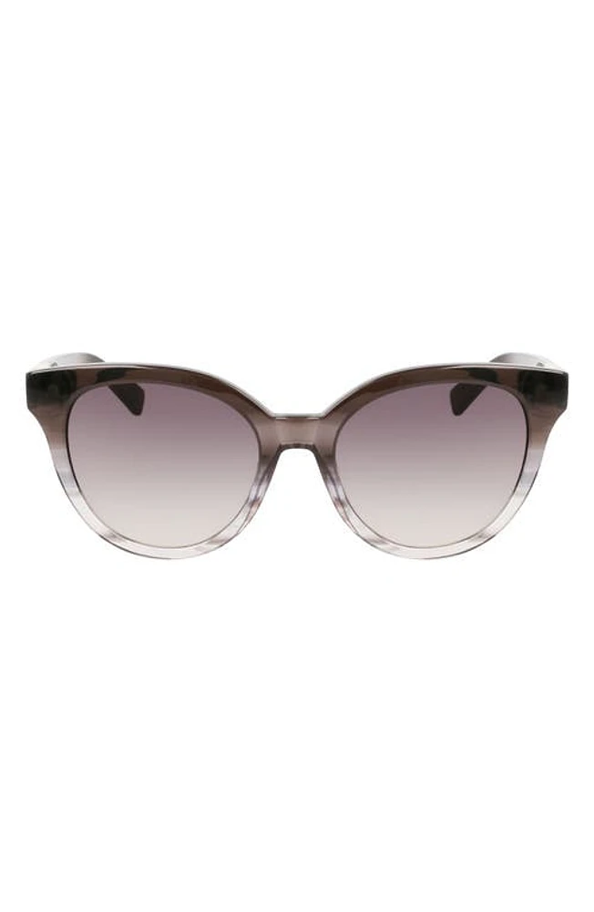 Longchamp Le Pliage 53mm Gradient Round Sunglasses in Striped Black at Nordstrom