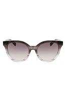 Longchamp Le Pliage 53mm Gradient Round Sunglasses in Striped Black at Nordstrom