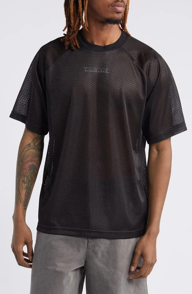 BOILER ROOM Petrol Mesh T-Shirt Black at Nordstrom,