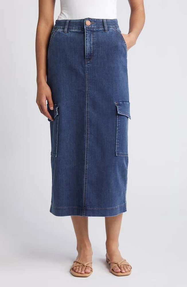 Wit & Wisdom 'Ab'Solution Skyrise Denim Cargo Skirt Indigo at Nordstrom,