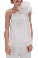 Aje Quintessa Linen & Silk Rosette Top in Ivory at Nordstrom, Size 0 Us