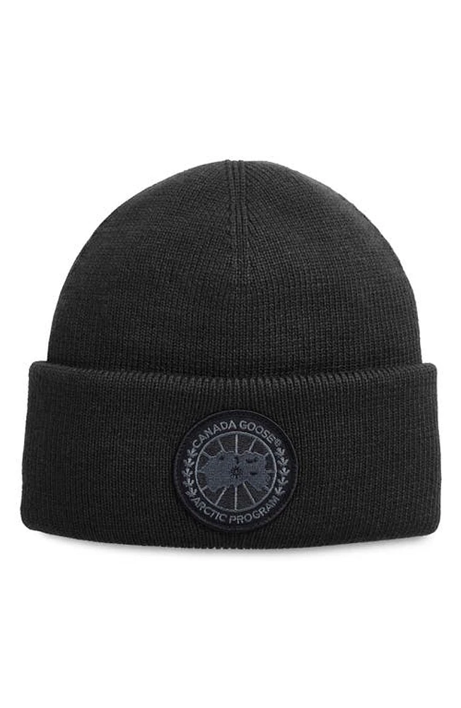 Canada Goose Logo Patch Thermal Merino Wool Beanie in Black at Nordstrom