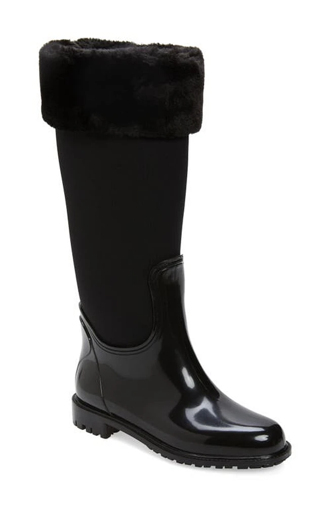 WET KNOT Tatum Waterproof Faux Fur Trim Knee High Boot Black at Nordstrom,