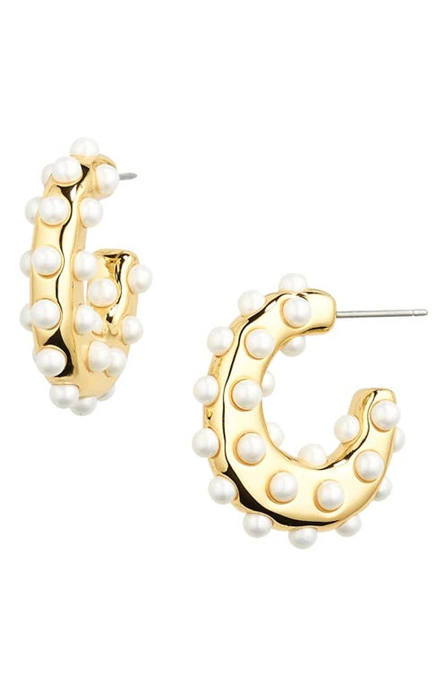 Lele Sadoughi Archer Imitation Pearl Hoop Earrings at Nordstrom