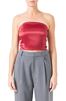 Endless Rose Strapless Satin Crop Top at Nordstrom,